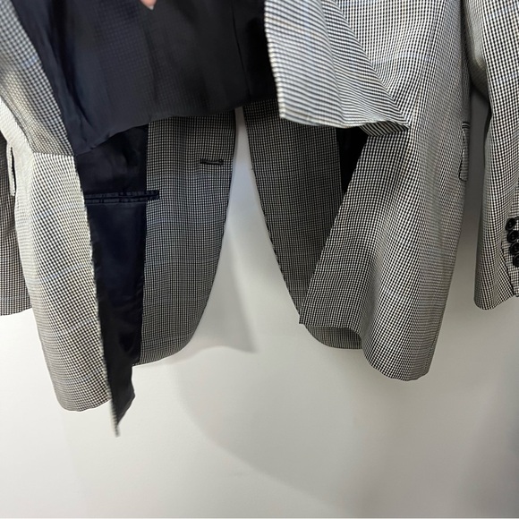 Harry Rosen Italian wool black white check plaid oversized blazer IT 50 - Picture 9 of 16